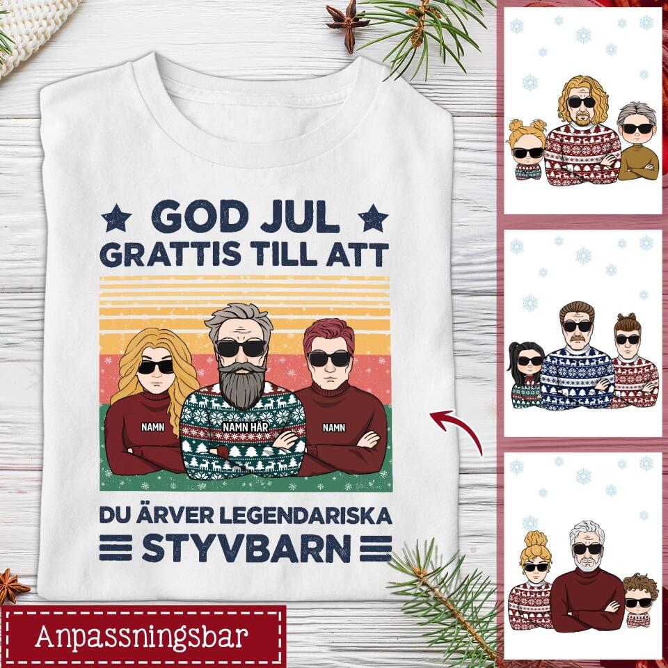 Personlig t-skjorte for bonuspappa | Personlig gave til far | God jul Gratulerer med arven av et legendarisk stebarn