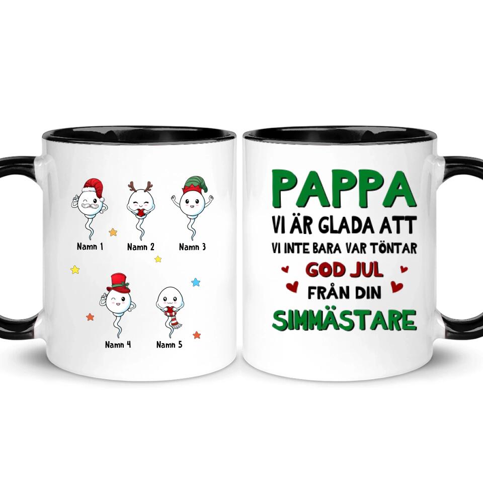 Personlig krus til pappa | Personlig gave til far | Morsomt krus med tekst pappa Vi er glade for at vi ikke bare var dust