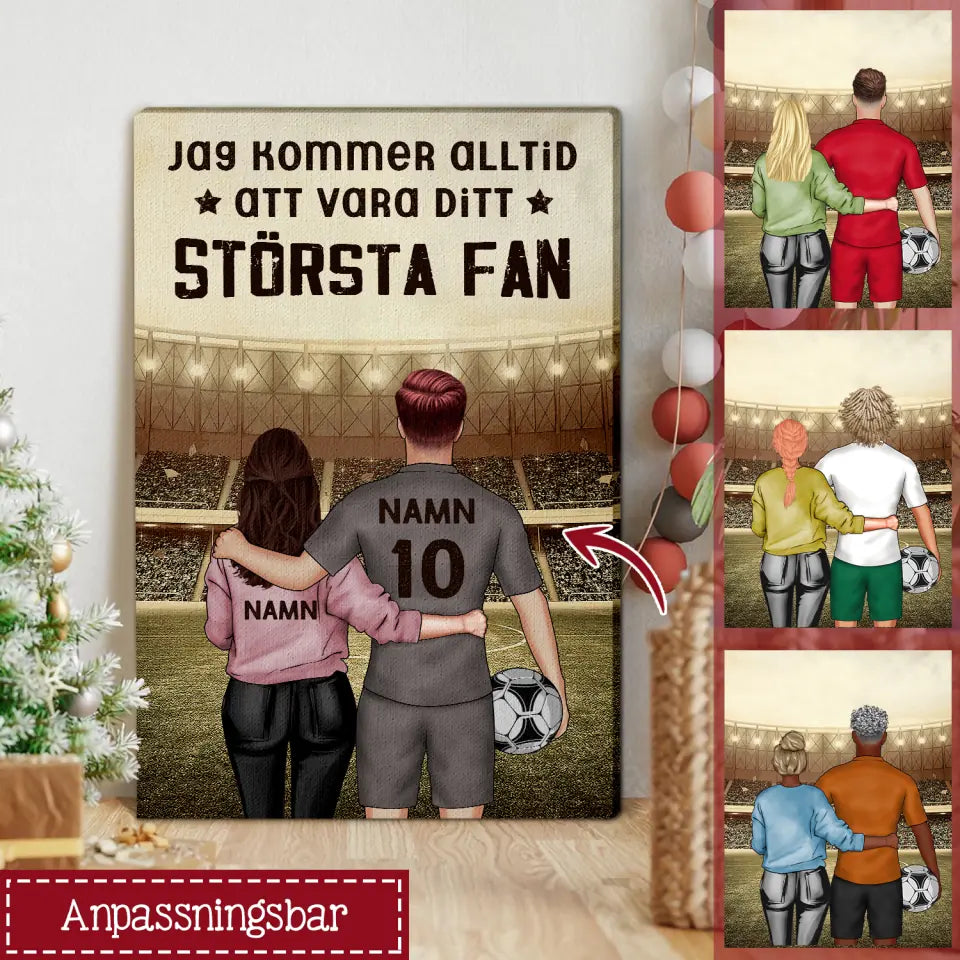 Personlig Kanvas för pojkvän | Personliga presenter till fotbollsspelare | Jag kommer alltid att vara ditt största fan