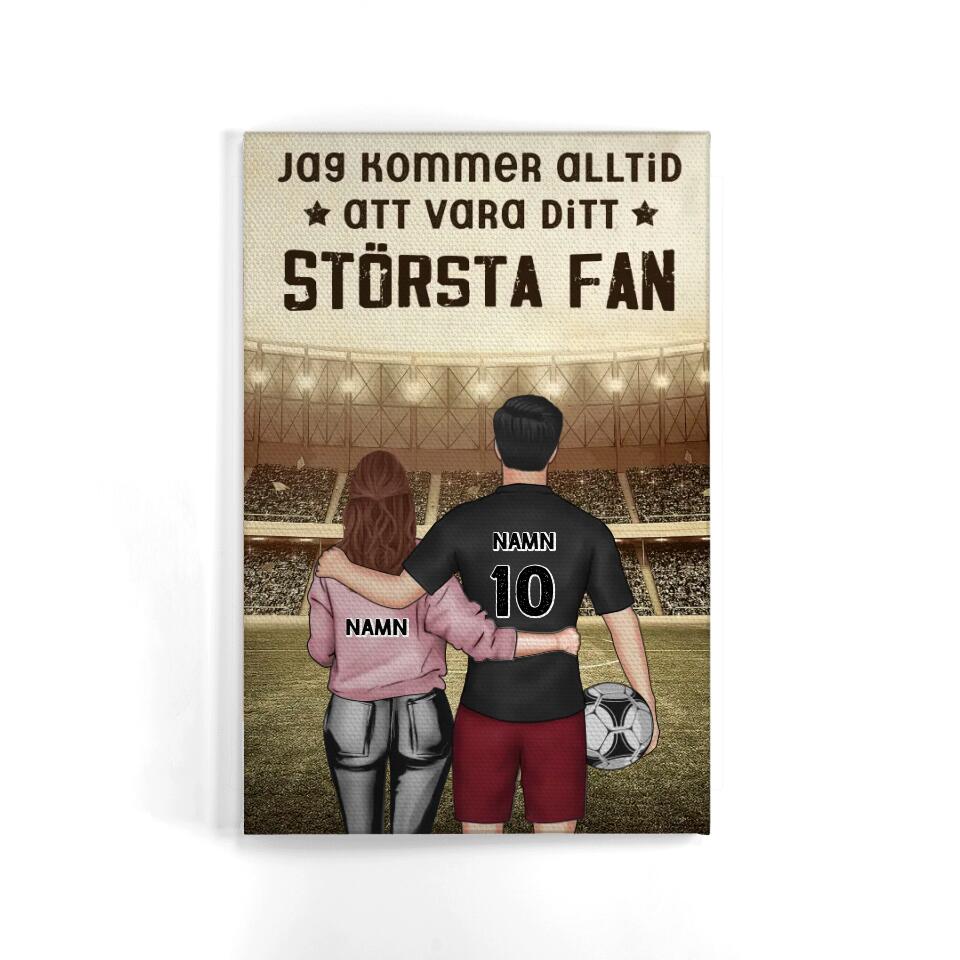 Personlig Kanvas för pojkvän | Personliga presenter till fotbollsspelare | Jag kommer alltid att vara ditt största fan