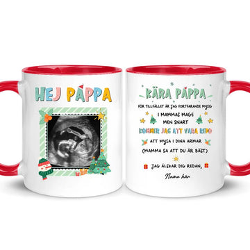Personlig mugg till pappa | Personlig present till far | kära pappa, För tillfället är jag fortfarande mysig i mammas mage