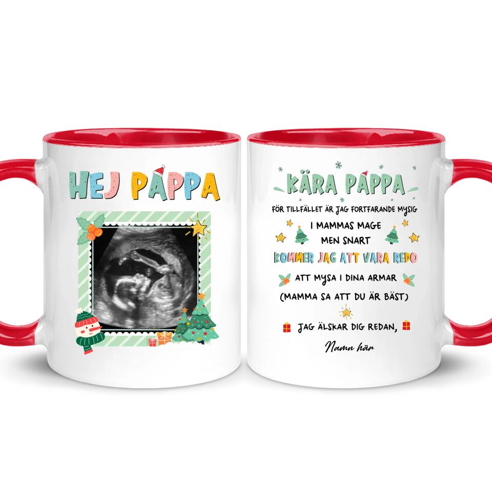 Personlig mugg till pappa | Personlig present till far | kära pappa, För tillfället är jag fortfarande mysig i mammas mage