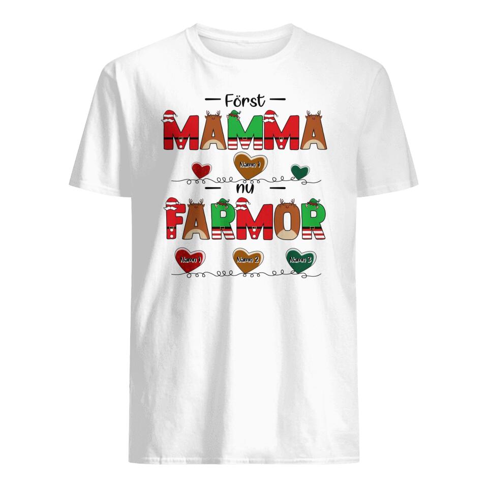 Personlig T-shirt till farmor/mormor - Först mamma nu mormor/farmor