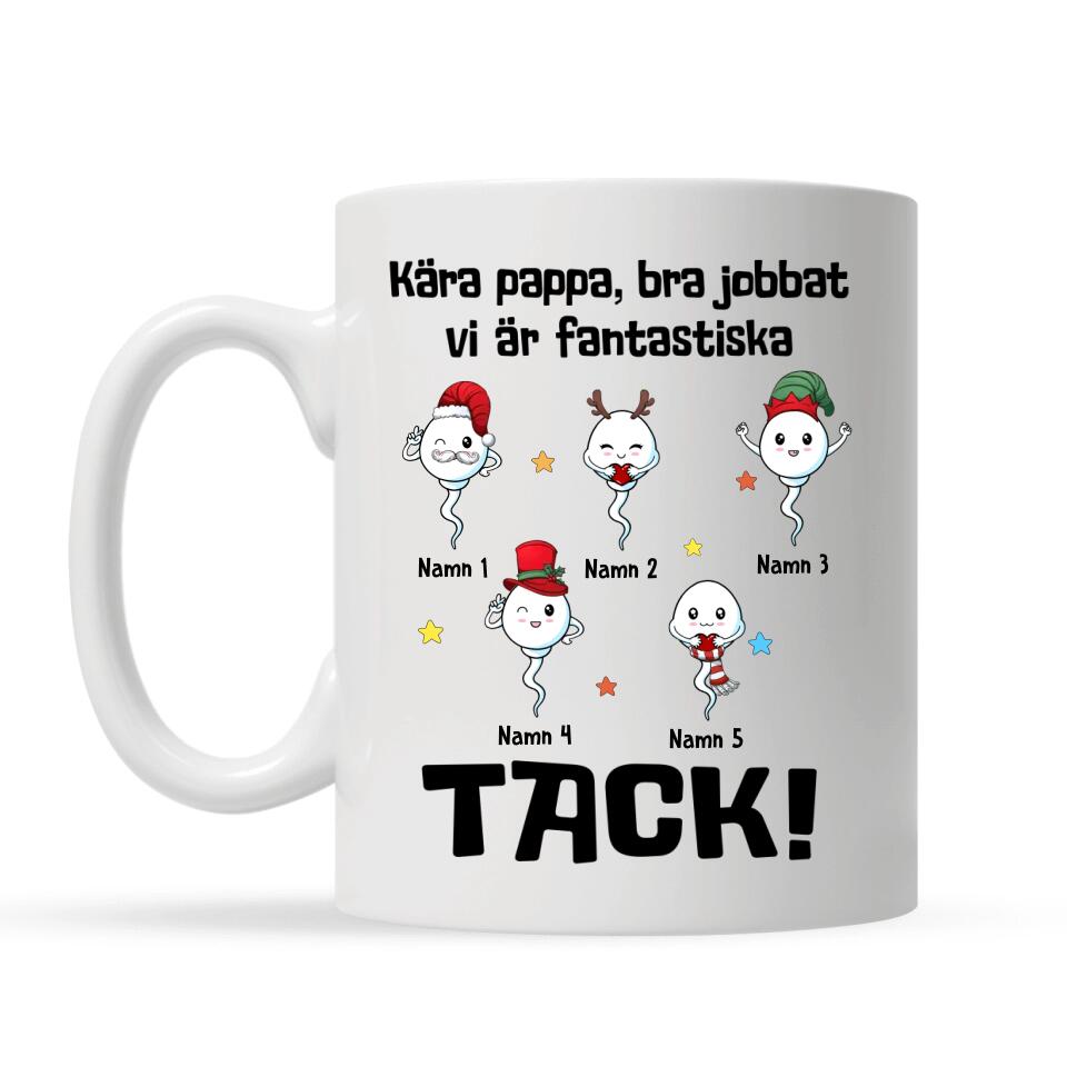 Personlig mugg till pappa | Personlig present till far | Kära pappa, bra jobbat vi är fantastiska