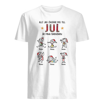 Personlig T-shirt til bedstemor/bedstefar | Personlig gave til bedstemor/bedstefar | Alt jeg ønsker mig til jul er mine børnebørn