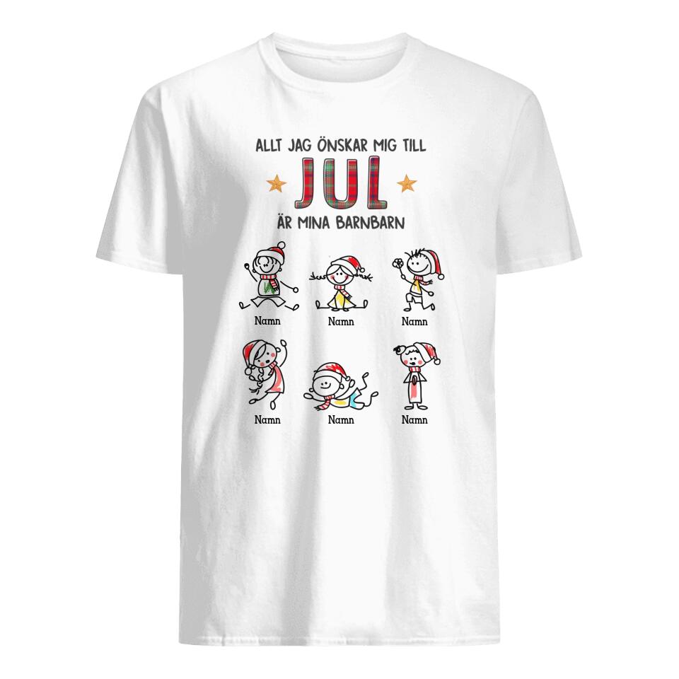 Personlig T-shirt til bedstemor/bedstefar | Personlig gave til bedstemor/bedstefar | Alt jeg ønsker mig til jul er mine børnebørn