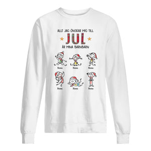 Personlig T-skjorte til bestemor/bestefar - Alt jeg ønsker meg til jul er barnebarna mine