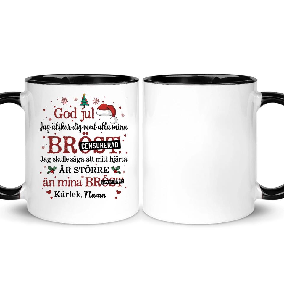 Personlig mugg till Pojkvän | Personlig present till Make | Rolig mugg med text Jag älskar dig med mitt hjärta