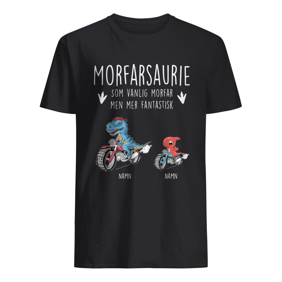 Personlig t-shirt till Morfar/Farfar - Morfarsaurie Motorcykelälskare