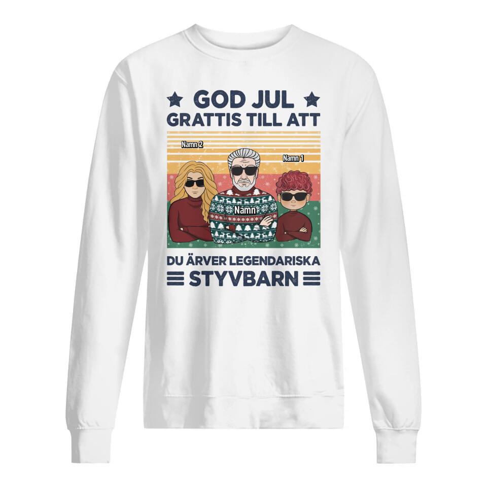 Personlig t-skjorte for bonuspappa | Personlig gave til far | God jul Gratulerer med arven av et legendarisk stebarn