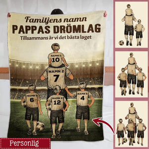 Personlig filt till Pappa| Personlig present till Far | pappas drömlag Tillsammans är vi det bästa laget