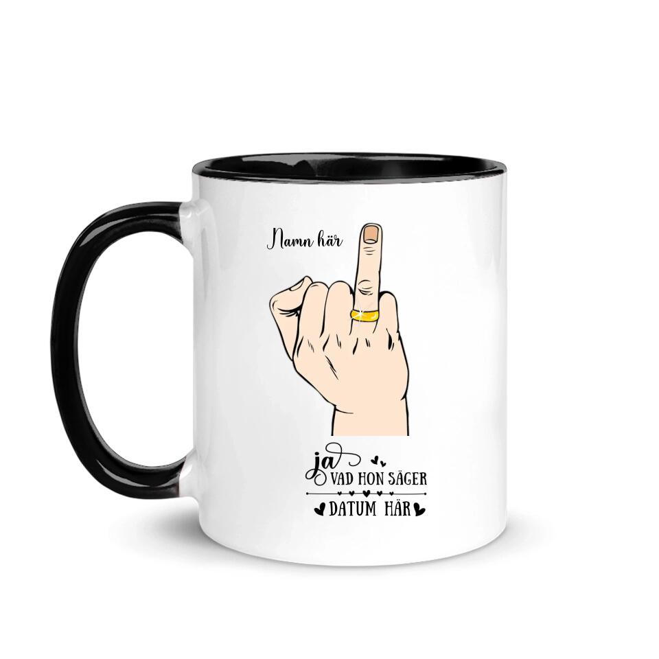Personlig mugg till Make | Personlig presenter till Make | Ja Vad hon säger Ringfingerpar
