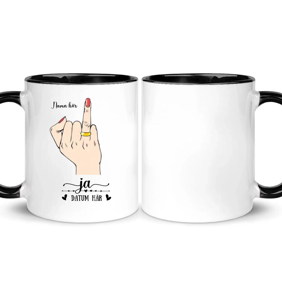 Personlig mugg till Fru | Personlig presenter till Frun | Ja Ringfingerpar