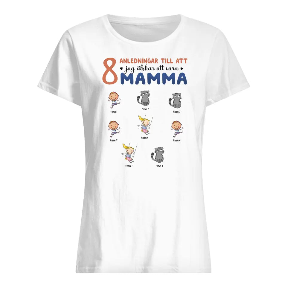 Personlig T-shirt till mamma | Personlig present till mor | Anledning till att  jag älskar att vara mamma