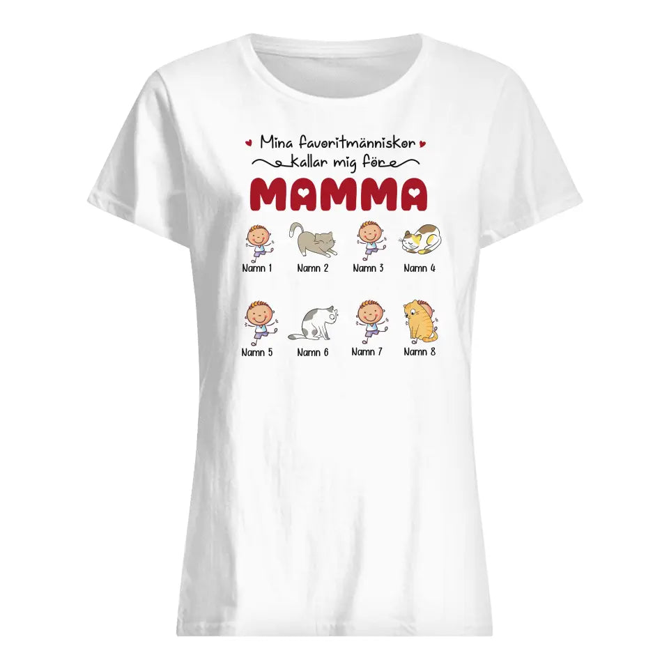 Personlig T-shirt till mamma - Mina favoritmänniskor kallar mig för mamma farmor mormor