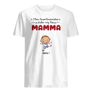 Personlig T-shirt till mamma - Mina favoritmänniskor kallar mig för mamma farmor mormor