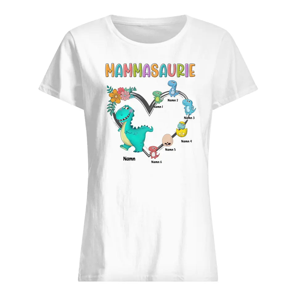 Personlig T-shirt till Mamma | Personlig present till Mor | Mammasaurie hjärta