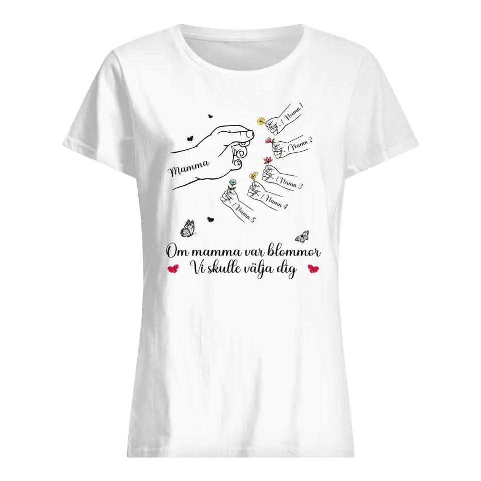 Personlig T-shirt till Mamma | Personlig present till Mor | Om mamma var blommor Skulle jag välja dig