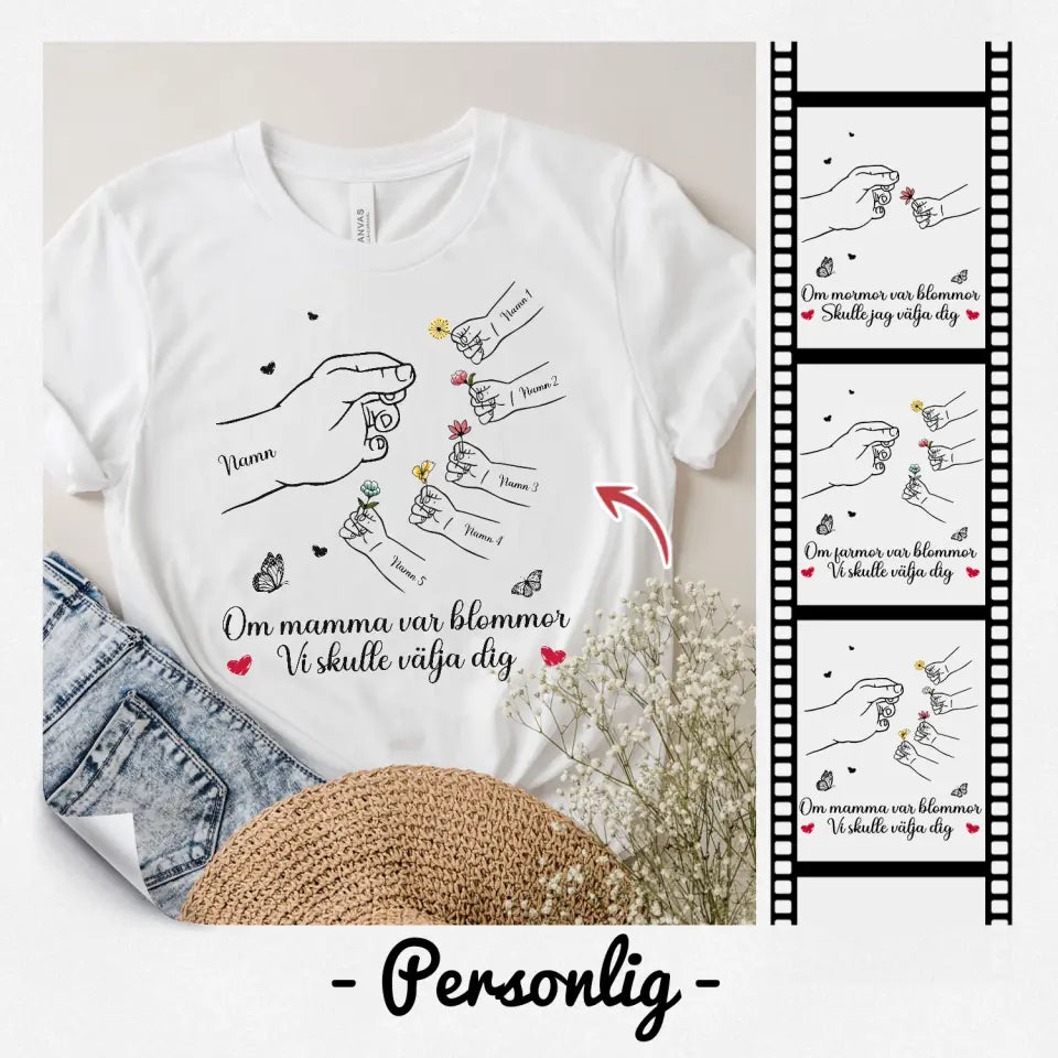 Personlig T-shirt till Mamma - Om mamma var blommor Skulle jag välja dig