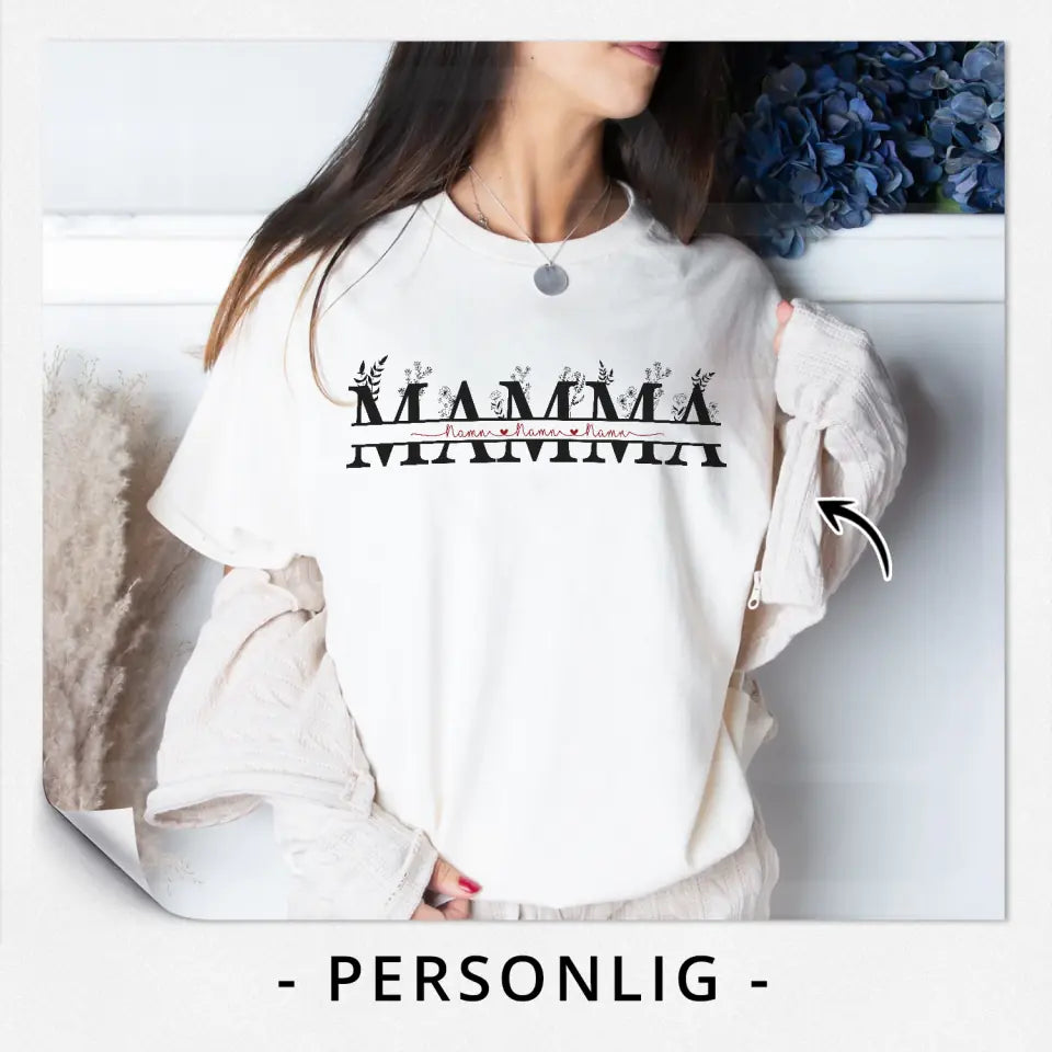 Personlig T-shirt till Mamma | Personlig present till Mor| Mamma och barnets namn