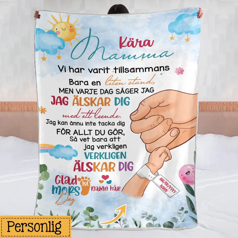 Personlig filt till mamma | Personlig present till mor | Kära mamma, jag älskar dig verkligen