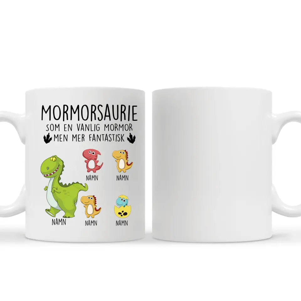 Personlig mugg till Mormor Farmor| Personlig present till Mormor Farmor | Mormorsaurie Farmorsaurie