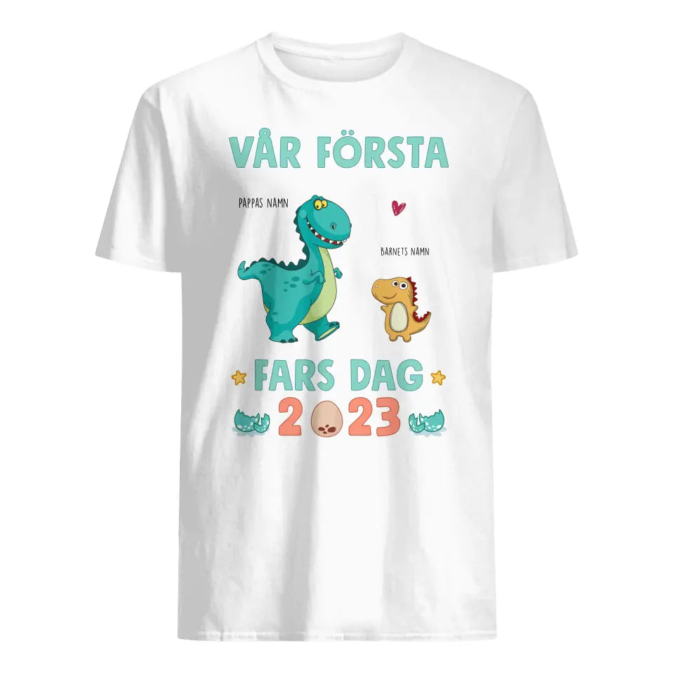 Personlig t-skjorte for far barn - Vår første farsdag 2023