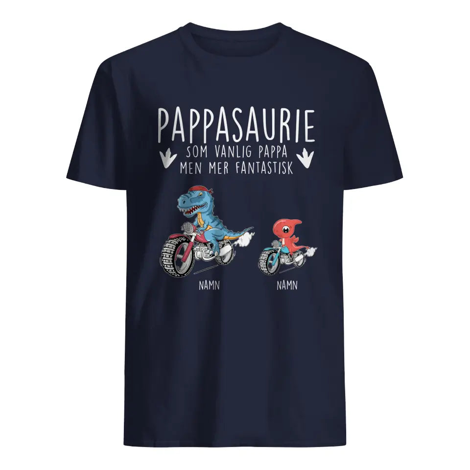 Pappasaurie Motorcykelälskare | Personlig t-shirt till pappa | Personlig present till Pappa