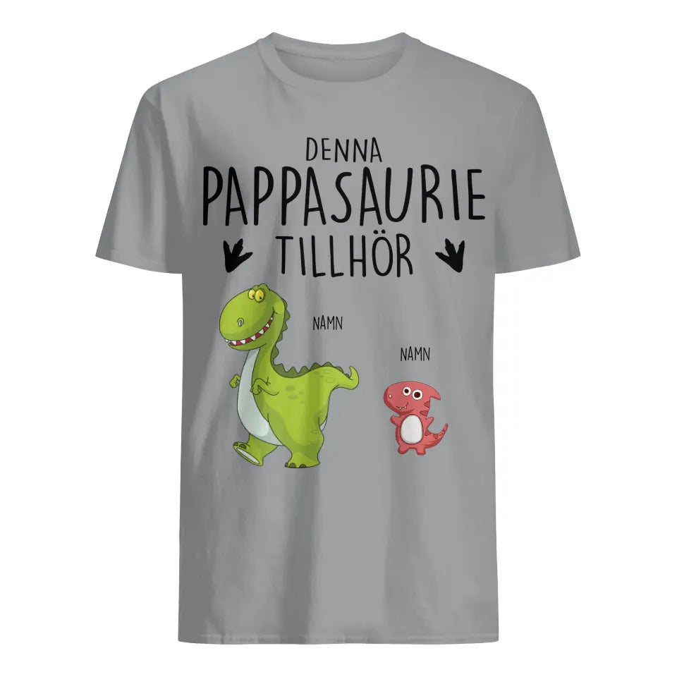 Personlig t-shirt till pappa - PappaSaurie tillhör