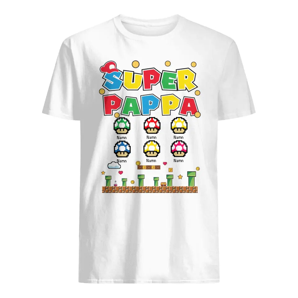 Personlig vit T-shirt till Pappa | Personlig present till Far | Super Pappa