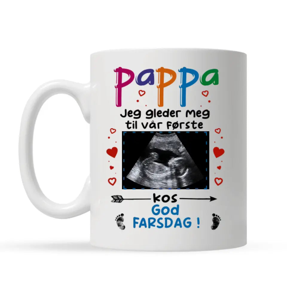Personligt farskrus | Brugerdefineret gave til far | Jeg glæder mig til vores første måltid. Glædelig fars dag!