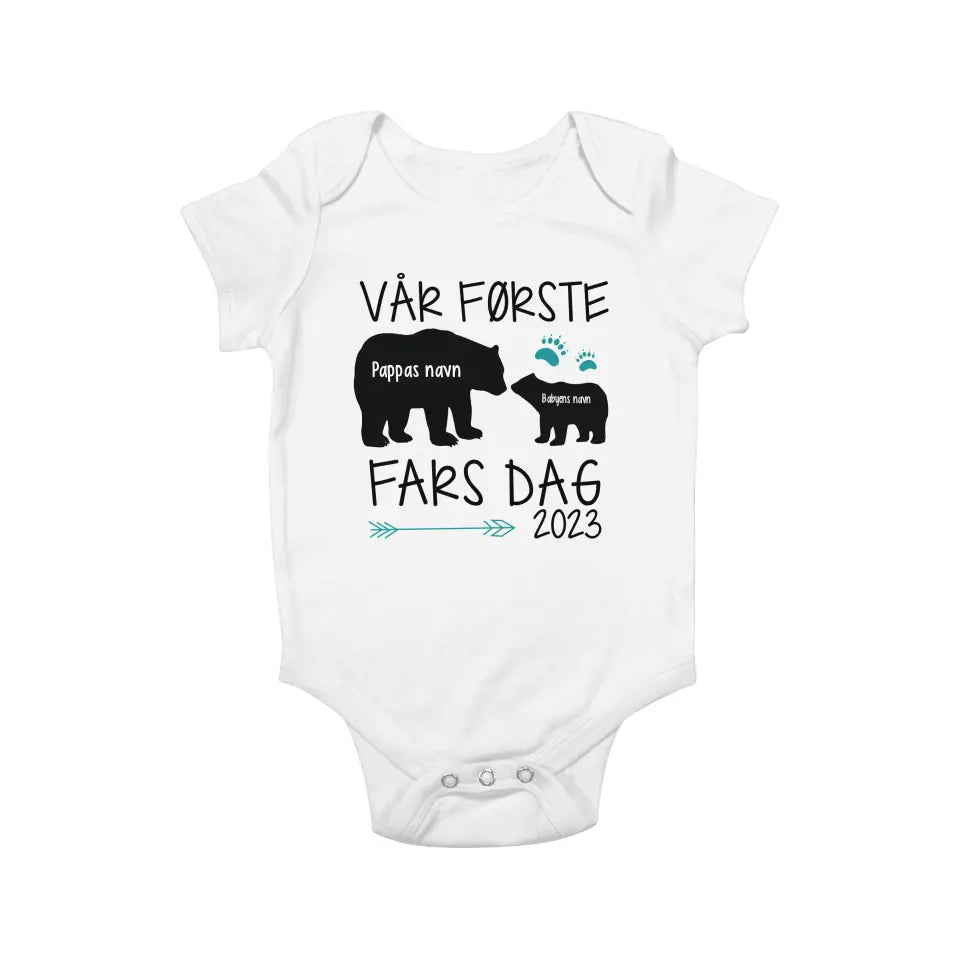 Personlig t-skjorte til nybakt pappa | Personlig gave til nybakt far | Vår første farsdag i 2023
