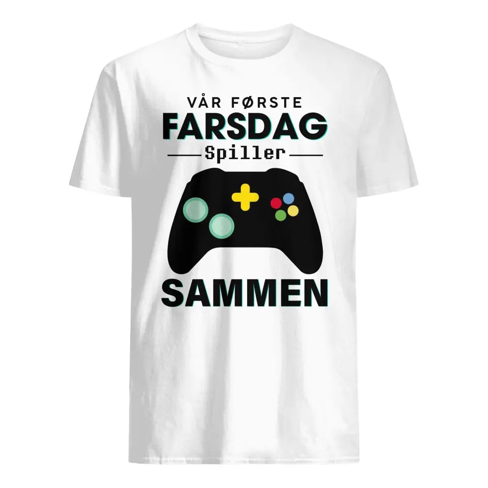 Personlig t-shirt til nybagt far | Personlig gave til nybagt far | Vores første fars dag sammen