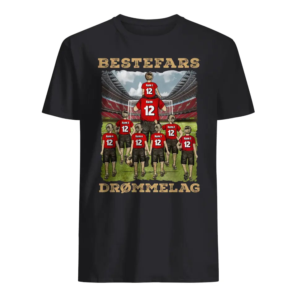Personlig T skjorte til Bestefar | Tilpasse gave til Bestefar | Bestefars favoritt fotballag