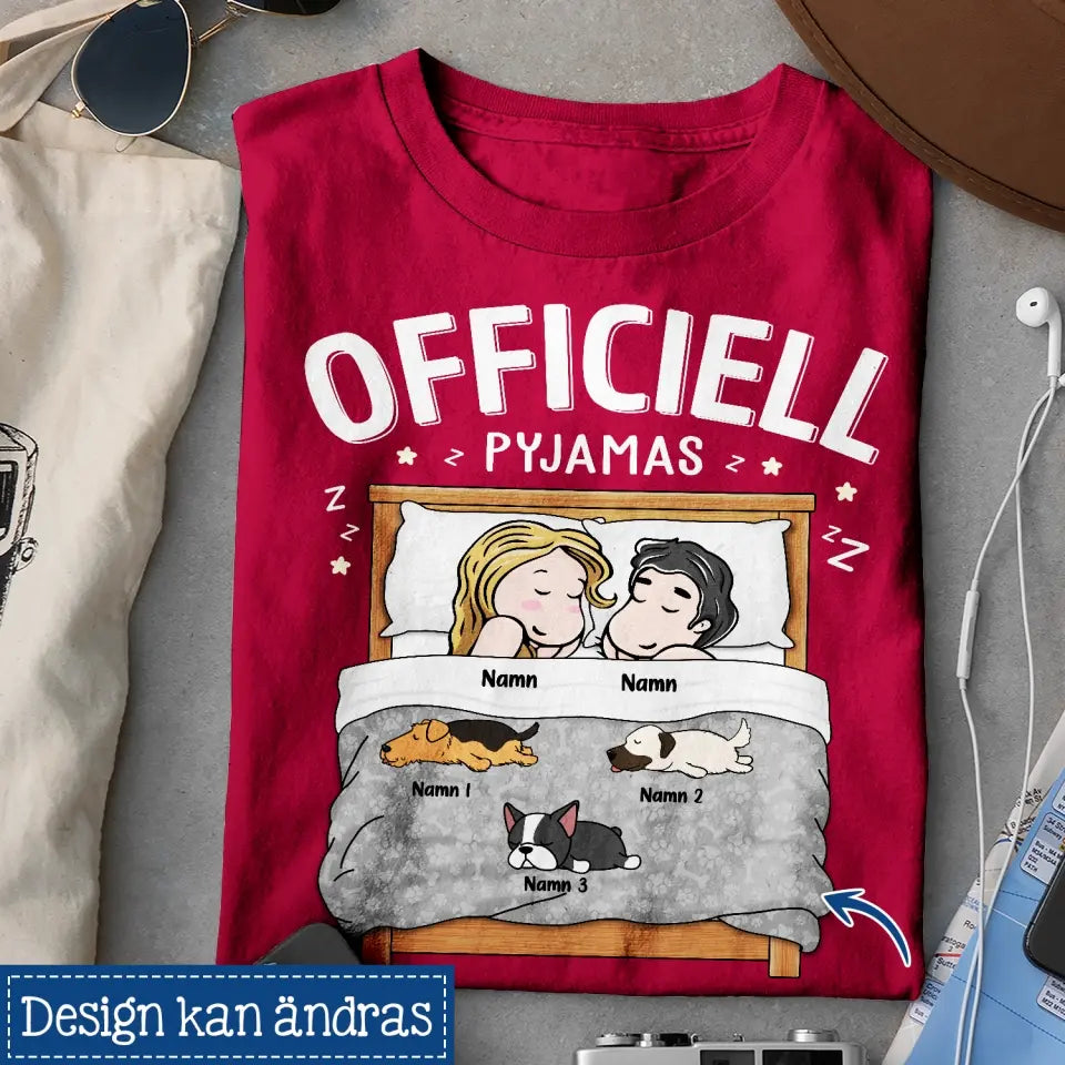 Personlig T-shirt till Par | Personlig present till Hundälskare | Officiell pyjamas hundälskare