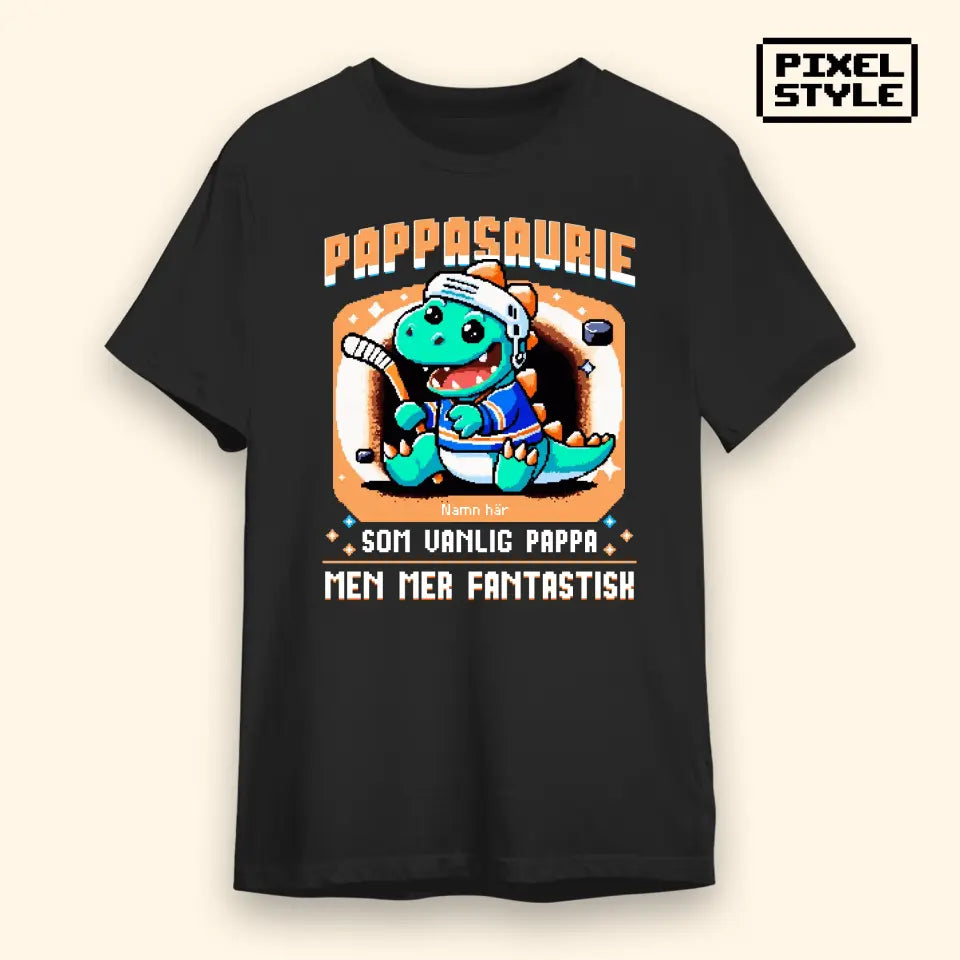Pixelkonst personlig T-shirt till Pappa | Pappasaurie ishockey
