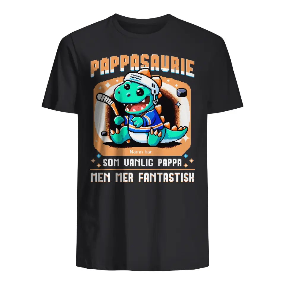Pixelkonst personlig T-shirt till Pappa | Pappasaurie ishockey
