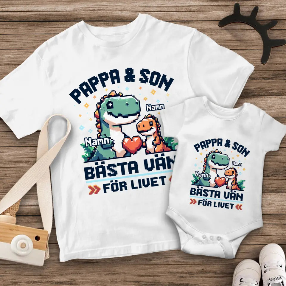 Pixelkonst personlig T-shirt till Pappa och Son | Pappa & son Bästa vän For livet