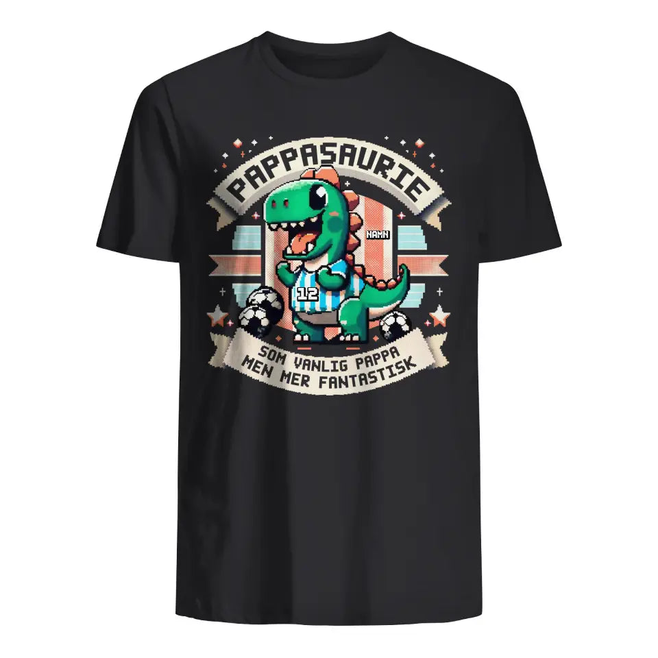 Pixelkonst personlig T-shirt till Pappa | Pappasaurie fotboll