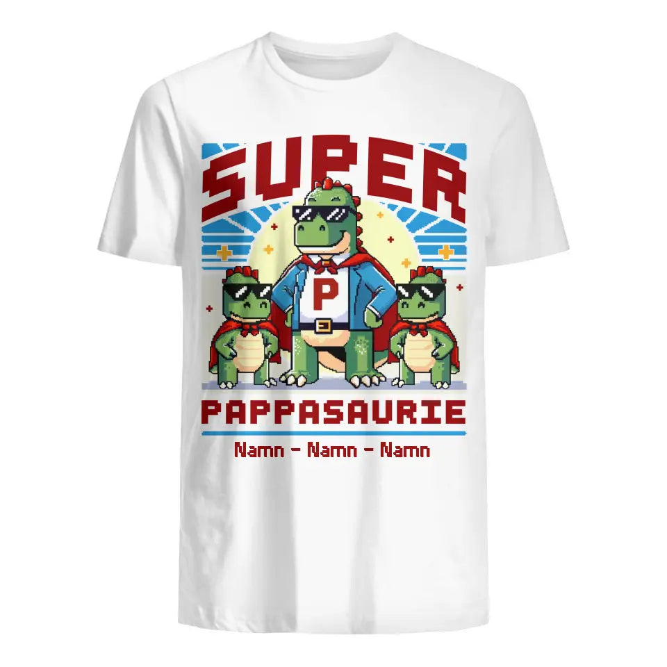 Pixelkonst personlig T-shirt till Pappa | Super Pappasaurie