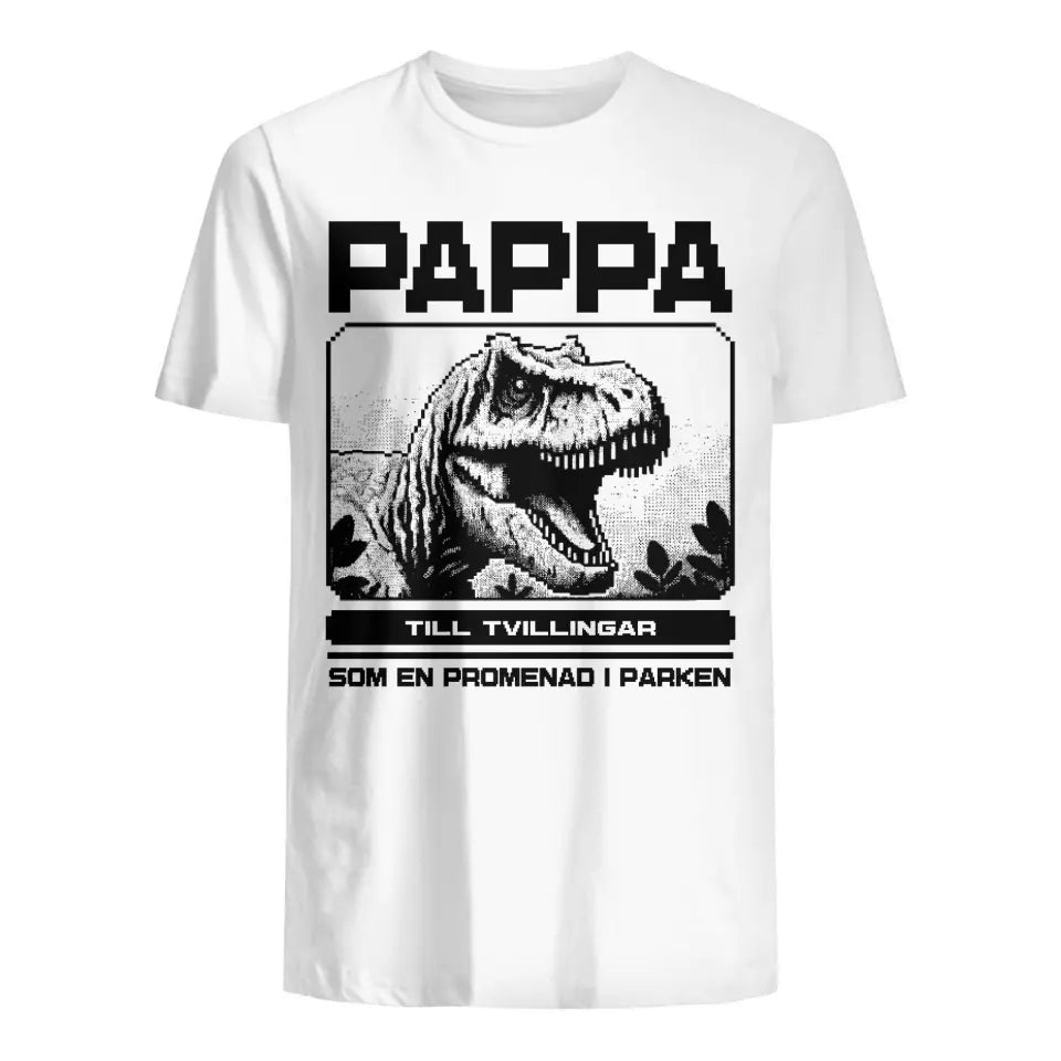 Pixelkonst personlig T-shirt till Pappa | Pappa till tvillingar som en promenad i parken