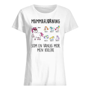 Personlig mamma T-skjorte | Tilpass gave til mor | Mor enhjørning som en vanlig mor, men kulere
