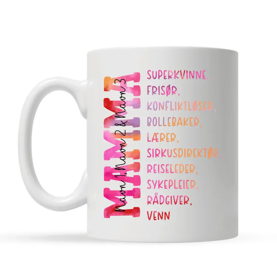 Personlig mamma Kopp | Tilpasse gave til mor | Mamma- Superkvinne, frisør, konfliktløser, ...