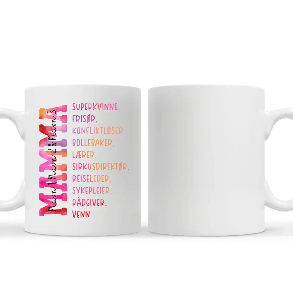 Personlig mamma Kopp | Tilpasse gave til mor | Mamma- Superkvinne, frisør, konfliktløser, ...