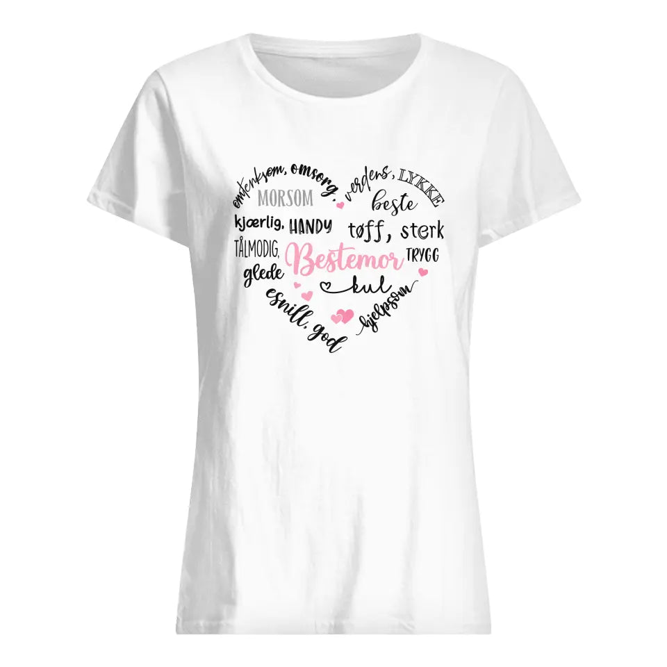 Personlig Bestemor T skjorte | Tilpasse gave til Bestemor |  Bestemors hjerte