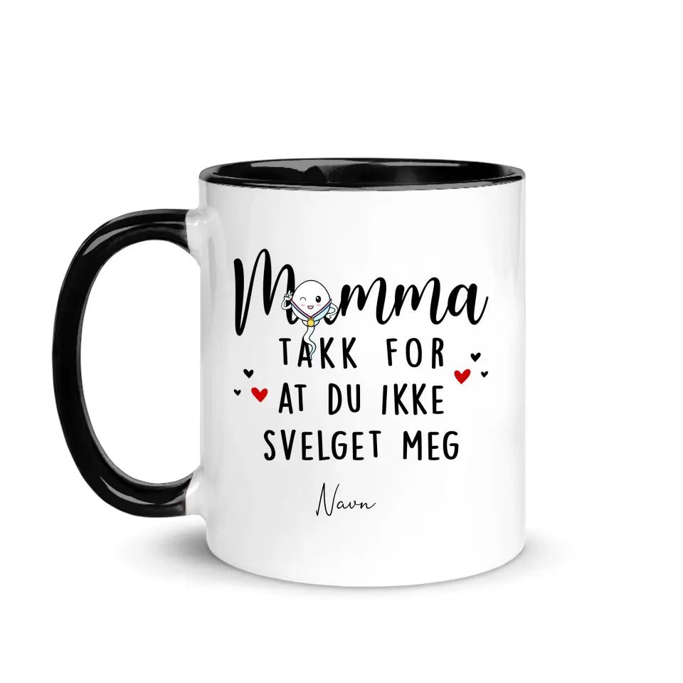 Personlig Mother Cup | Tilpass gave til mamma | Mamma, takk for at du ikke svelget meg