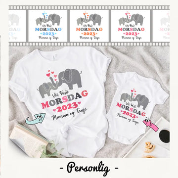Personlig mor T-shirt | Tilpas gave til mor og baby | Vores første mors dag