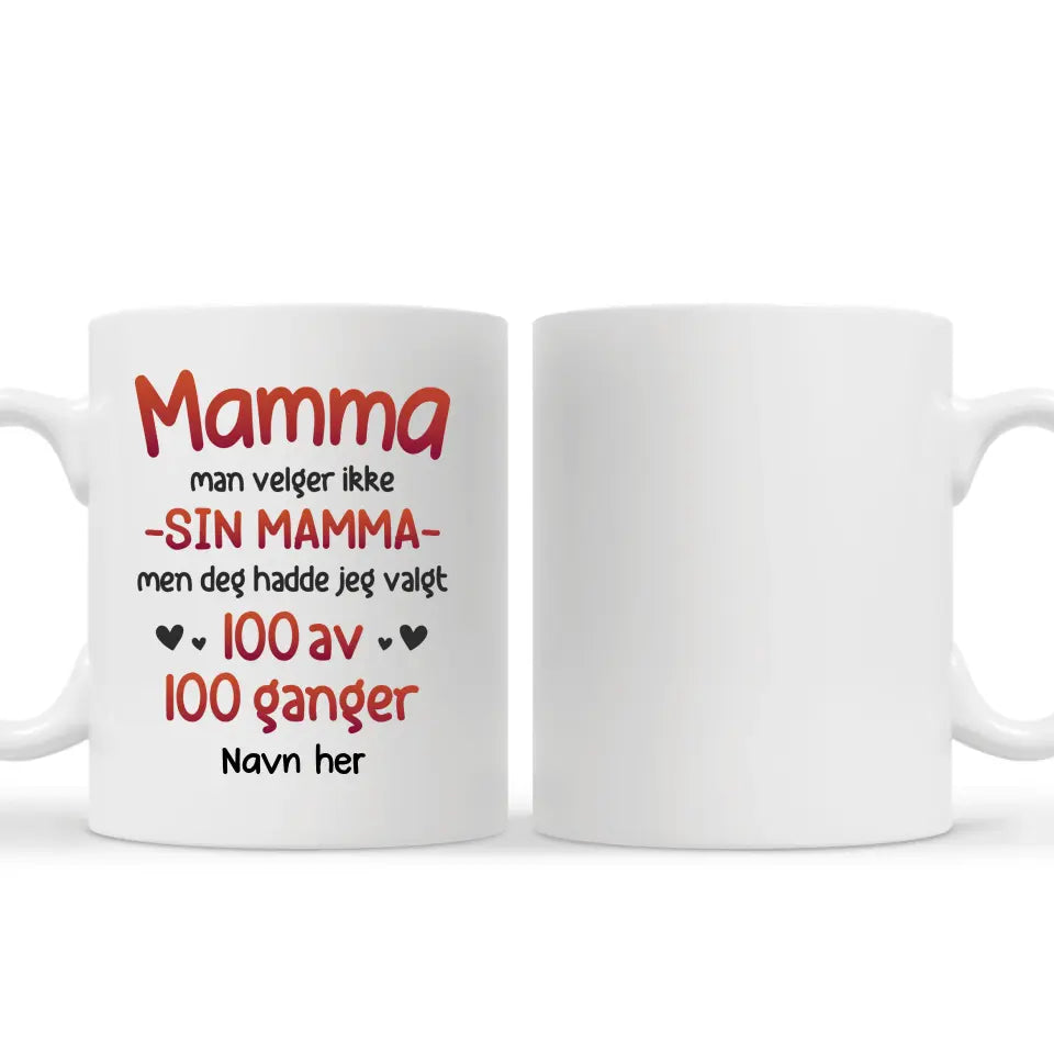 Personlig mammacup | Tilpass gave til mor | Mor du velger ikke din mor