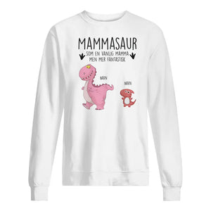 Personlig mamma T-skjorte | Tilpass gave til mor | Mammasaur som en normal Mor-mann mer fantastisk