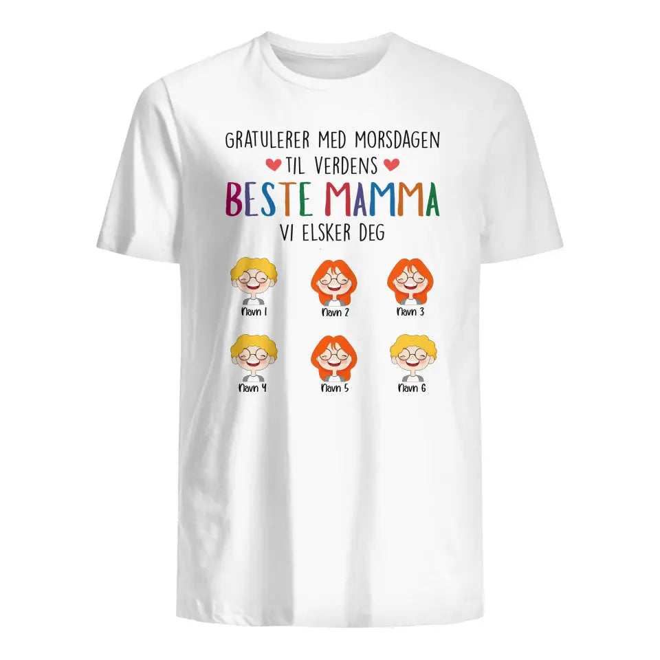 Personlig mor T-shirt | Tilpas gave til mor | Glædelig mors dag til verdens bedste mor